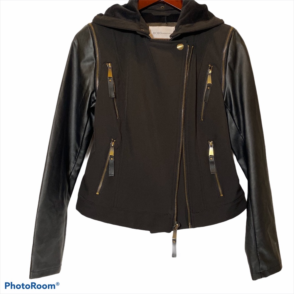 BCBGeneration Moto Style Hooded Jacket. Size S